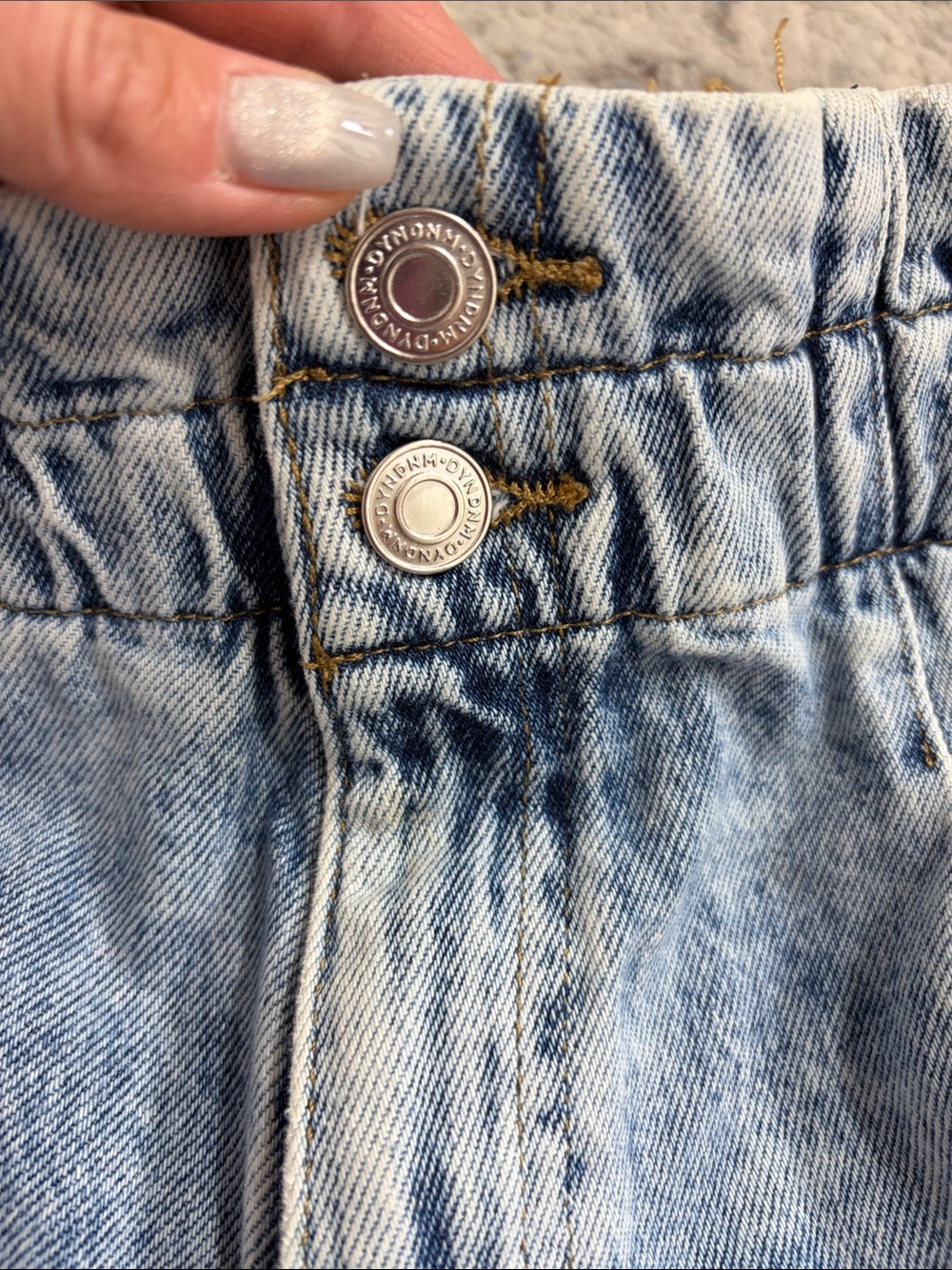 Dynamite Light Wash Paperbag Waist Denim Shorts - Picture 3 of 4